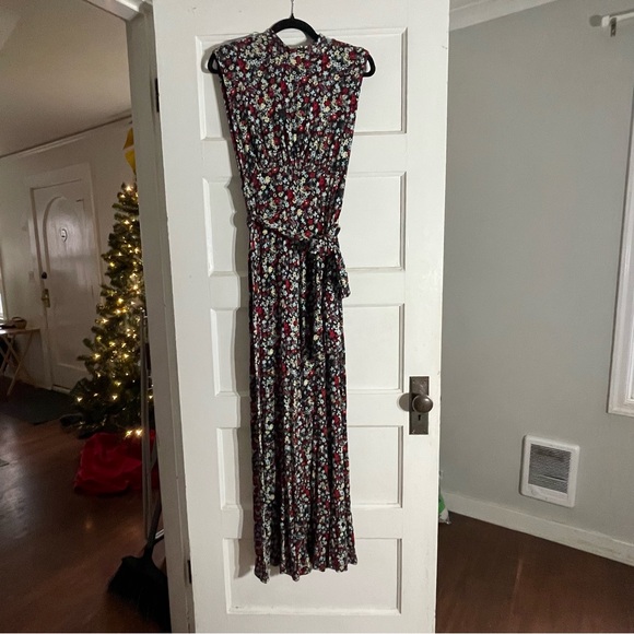 NWT Free People Vibe Check Tie Waist Jumpsuit - Back Ditsy Shell Combo - Picture 5 of 8